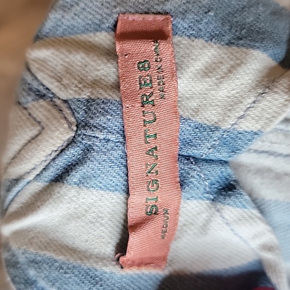 Signature8 Blue and White Striped Button-Down Dress Overall Denim Dress Medium - Picture 4 of 4